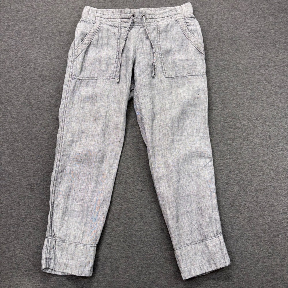 Athleta Pants Womens 4 Linen Drawstring Jogger Casual Gray Elastic Waist coastal
